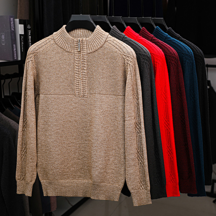 Tejedido hombre overhead invierno / otoño legging simple engrosado delgado de cuello de punto Jacquard blusa casual suéter