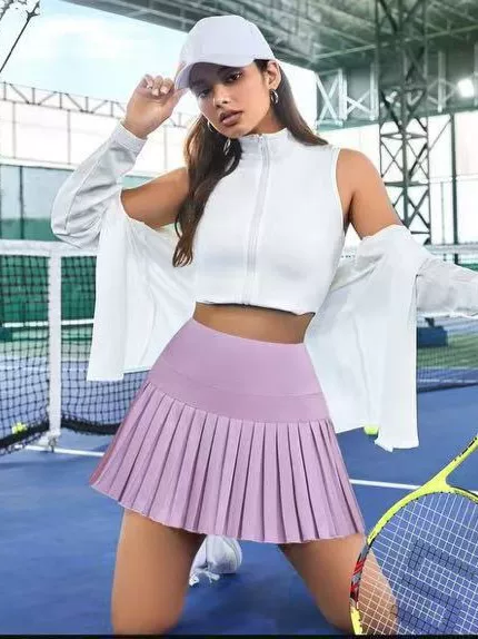 Summer fashion pleated anti-exposure high-waisted short skirt for fitness, sports, running, training, breathable yoga and tennis skirt