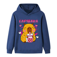 水豚/Capybara印花中大童儿童男女孩连帽衫卫衣B1334