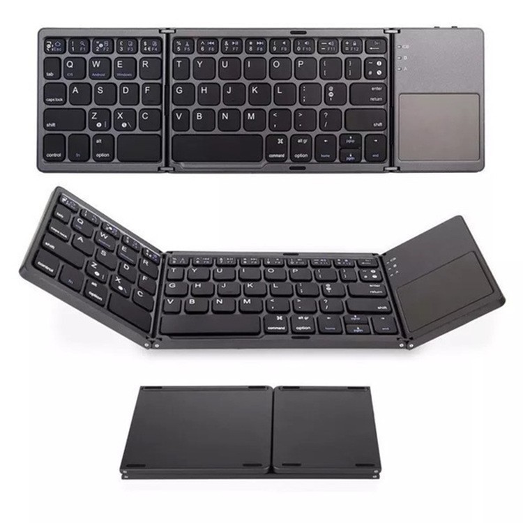 B033 Teclado Bluetooth transfronterizo teclado táctil plegable de tres sistemas universal ligero Mini teclado inalámbrico plegable