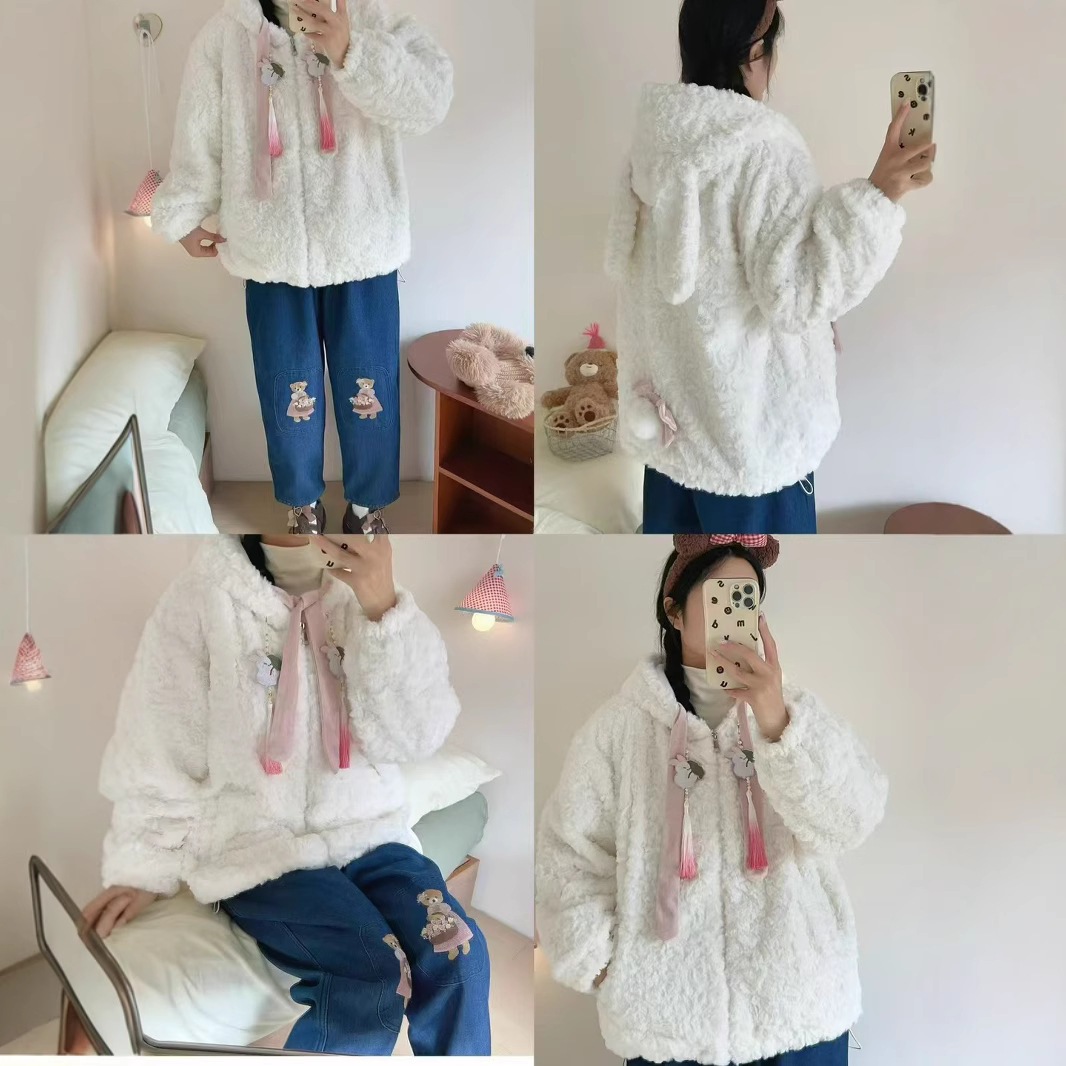 (2개) 코트 게으른 크로 셰 뜨개질 부드러운 왁스 캐주얼 플러프 새 코트