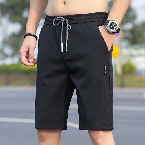 Summer Thin Casual Shorts Men's Korean Style Slightly Elastic Five-Point Men's Beach Pants 2024 Summer Elastic Waist Five-Point Pants Men