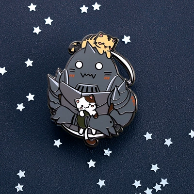 New Anime alvons and Kitten cute brooch steel alchemist Edward pin enamel badge