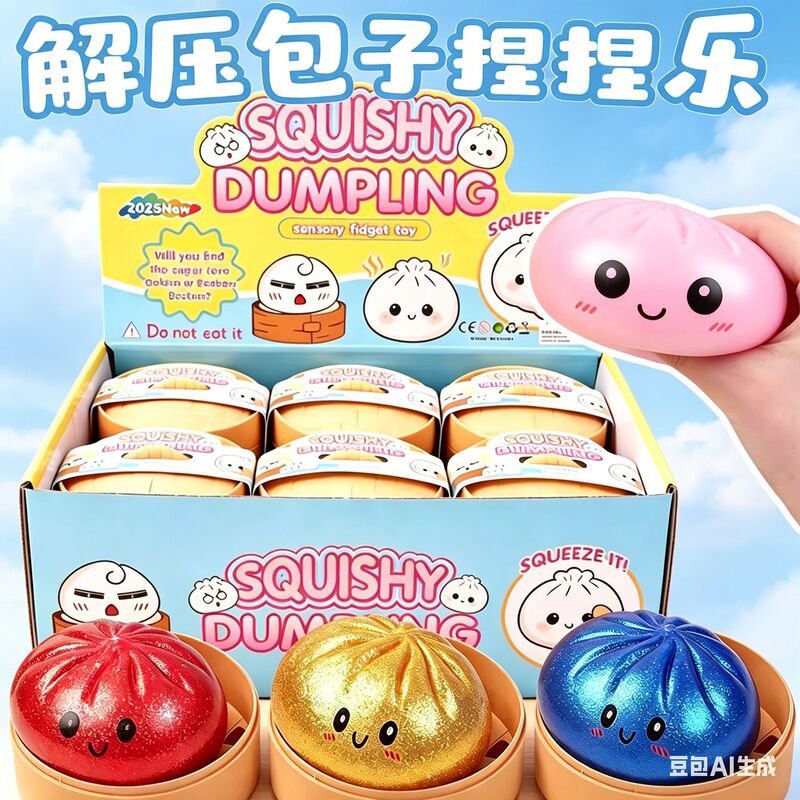 8.5cm Pectin Expression Big Bun Squeeze Toy Blind Box Stretchable Simulation Xiaolongbao Stress Relief Toy