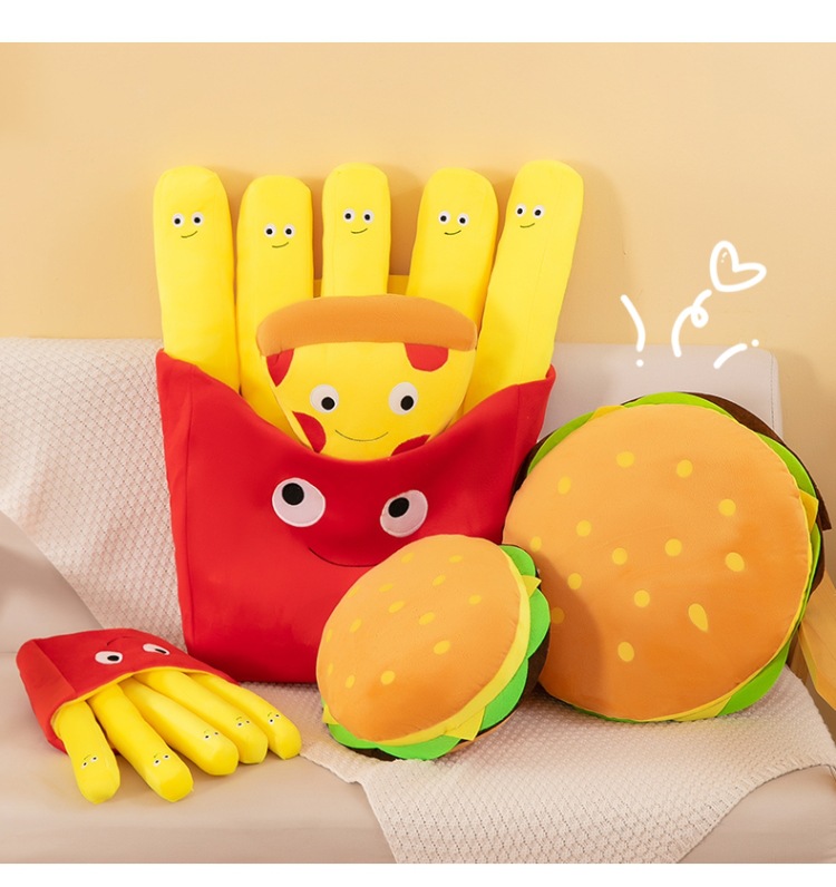 Cross-Border French Fries, Burger Pillows, Pizza Plush Toys, Dolls, Children's Activities, Friends Gifts, Foreign Trade Wholesale
