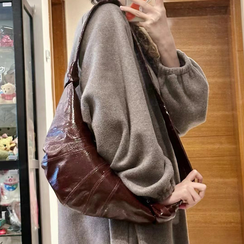 LE NEW LINEN 코팅 크로와상 가방 INSTAGRAM 스타일 트렌디 칭찬 가방 중립 올 매치 크로스 바디 매듭 크로와상 가방 만두 백