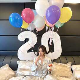 小红书生日气球拍照道具绑头发派对女生酒店装饰布置数字铝膜气球