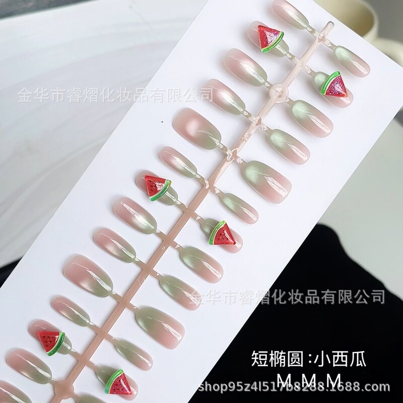 Gradient Cat-Eye Small Watermelon Wearable Nails 30 Pieces Design Classy Smudged Daily Disposable Nail Patches Single Code Prefabricated Nails Gradient Cat-Eye Small Watermelon Wearable Nails 30 Pieces Design Classy Smudged Daily Disposable Nail Patches Single Code Prefabricated Nails