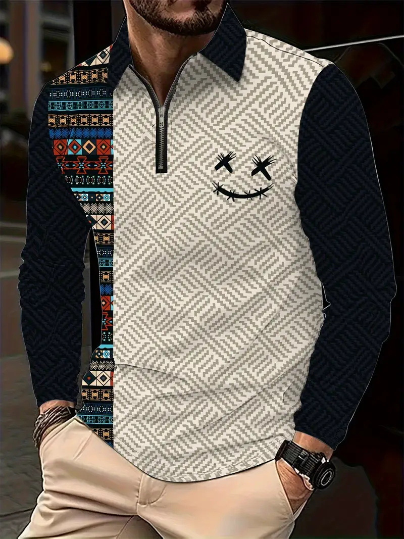 Otoño e invierno todo-fósforo estilo de Hong Kong guapo suéter de manga larga estilo minimal neutral temperamento fresco cremallera camisa POLO MB14