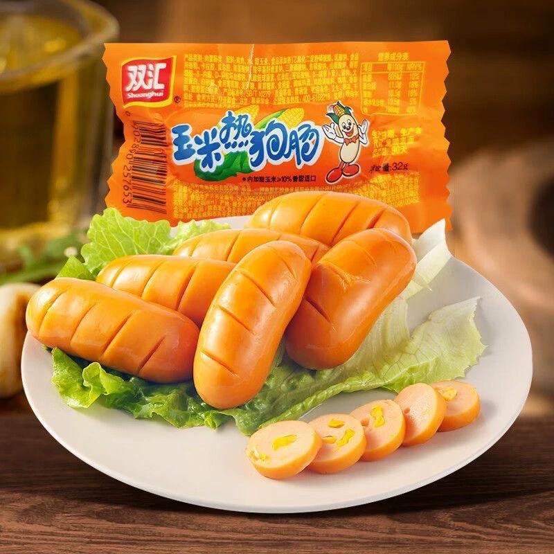 Кукурузные колбаски Шуанхуй 32г, кукурузные колбаски с ветчиной, острые хрустящие колбаски, легкий перекус, снек, партнер для лапши быстрого приготовления