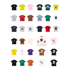 スポットクロスボーダー貿易シュプリーム半袖メンズ万能トップスアメリカンファッションブランド純綿メンズTシャツレトロルーズ