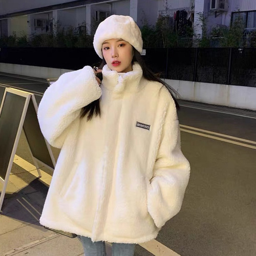 Thermal letter cotton coat for women, 2025 autumn and winter, loose Korean style, small figure hoodie