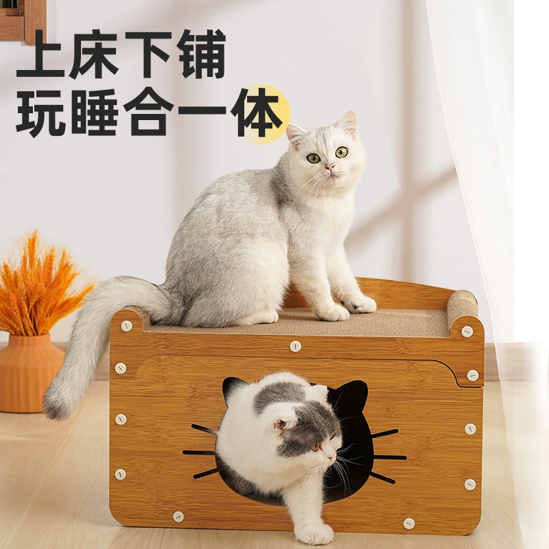 Новое кошачье гнездо из цельного дерева, кошачья царапина, гофрированная бумага, не может поцарапать крошки, шлифовальный коготь, диван для телевизора, четыре сезона, универсальный
