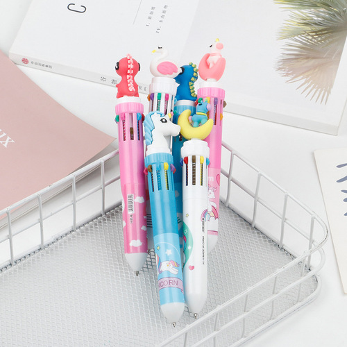 Qibo creative ten-color ball-point pen color candy graffiti girl heart multi-color click pen cartoon 10-color ball-point pen