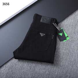 3656 欧货轻奢大牌牛仔裤Pra家春夏新款潮牌高街时尚高端黑色长裤