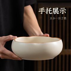 中国式レトロ汝窯茶洗面器陶磁器家庭用高級手作り水盆茶かすかめカップ洗浄工夫茶器部品