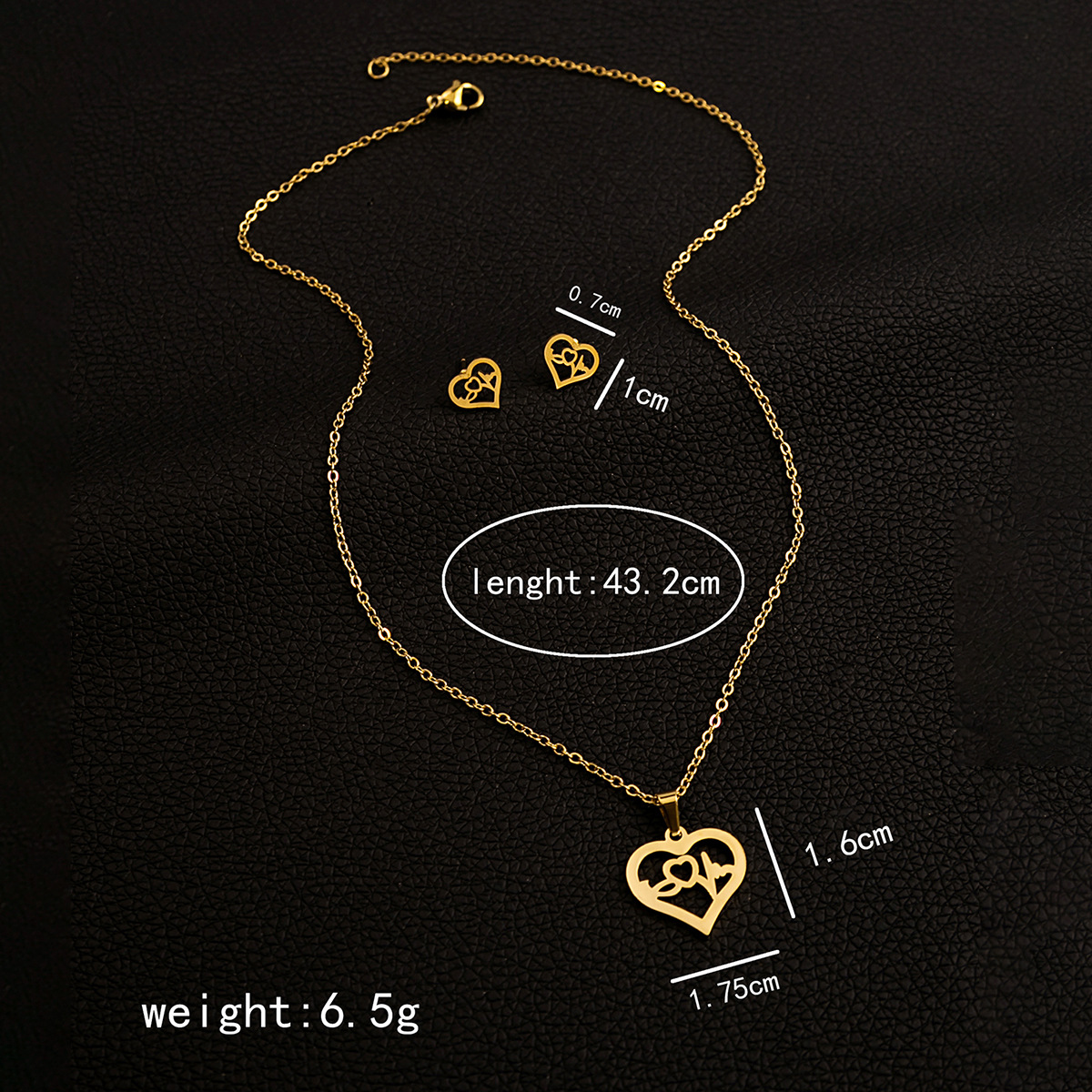 Orecchini in acciaio inossidabile, set di collane, croce geometrica, palma, occhio, gioielli pendenti a forma di rosa_voghion.com