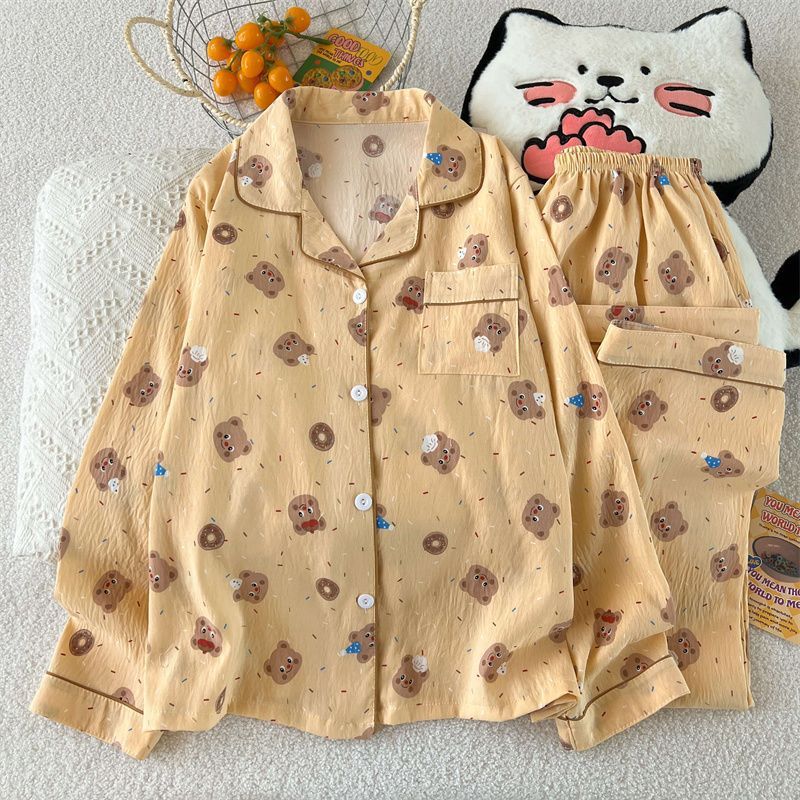 Al por mayor transfronterizo KT gato pijama mujer primavera y otoño nubes algodón manga larga 2026 nuevo juego de ropa de hogar encantadora super caliente
