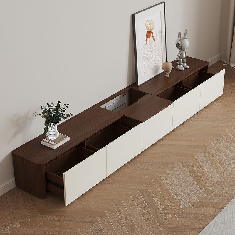 Factory Real Shot Solid Wood Pull-Out Tv Cabinet Coffee Table Combination Floor Cabinet Simple and Fashionable Multi-Functional Floor Cabinet