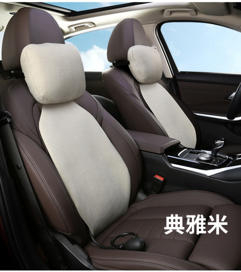 Air Car Cushion Lumbar Support Driver's Seat Lumbar Support Car Backrest Lumbar Support Inflatable Breathable Linen Black Technology