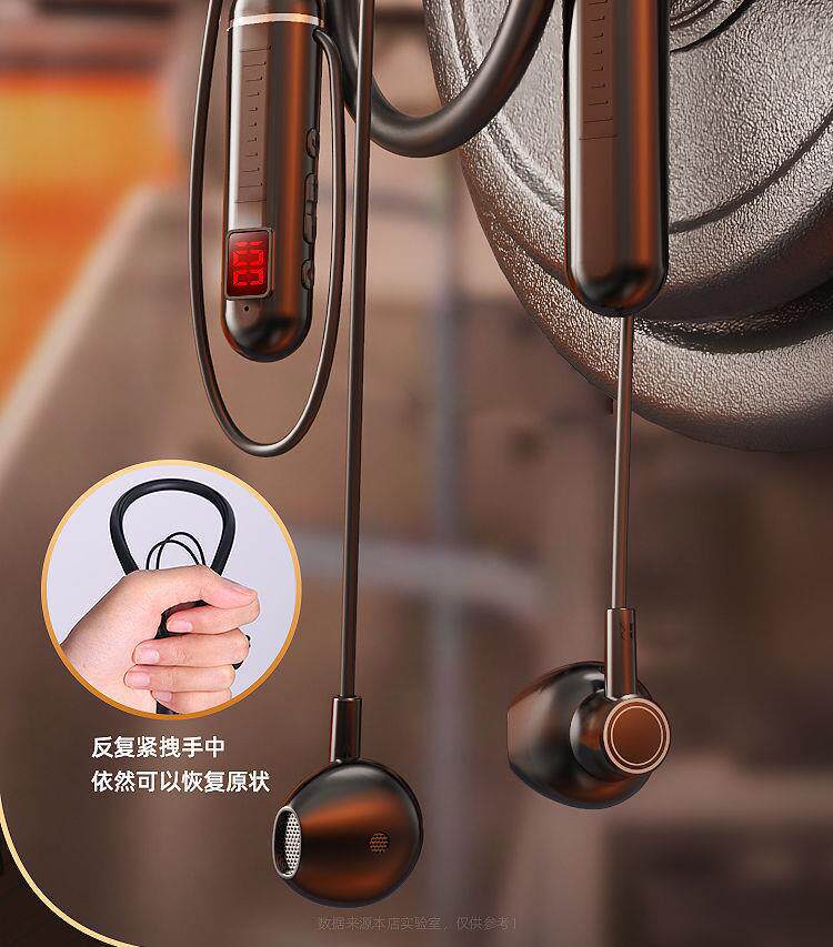 Wireless Bluetooth earphones, neck-mounted, for sports and gaming, with large battery capacity and long standby time, compatible with Huawei, VIVO, Apple, and OPPO