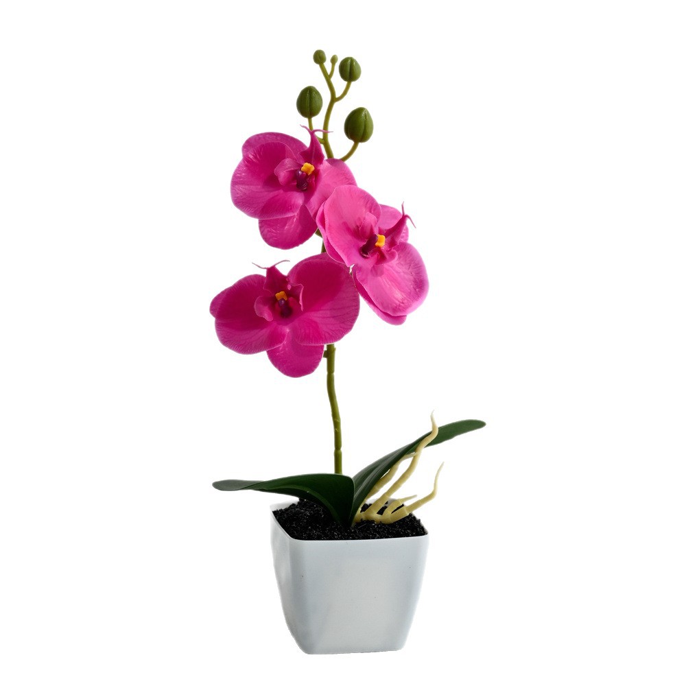 Orquídea de mariposa de tres flores, bonsai de moda, imitación de flores falsas, decoración del hogar, fotografía de flores artificiales, flores de boda, perilla image 6