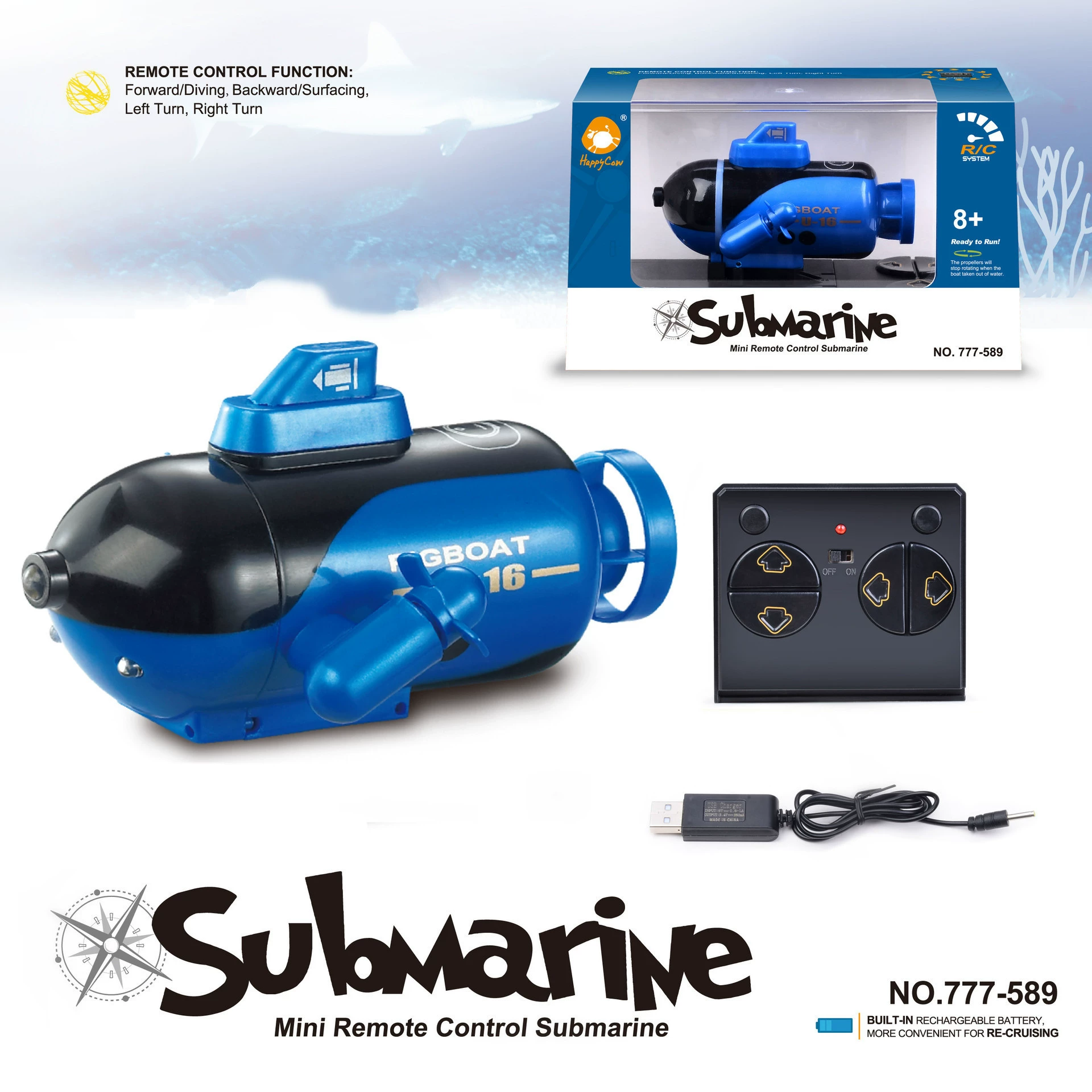 Realistic small toy, boat, minifigure, submarine, remote control