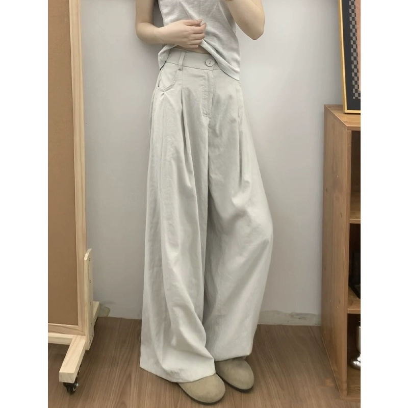 Серые брюки Yamamoto из ледяного шелка и молочной пены для женщин, летние тонкие брюки 2025 года, новые свободные утягивающие брюки с высокой талией, свободные брюки для похудения