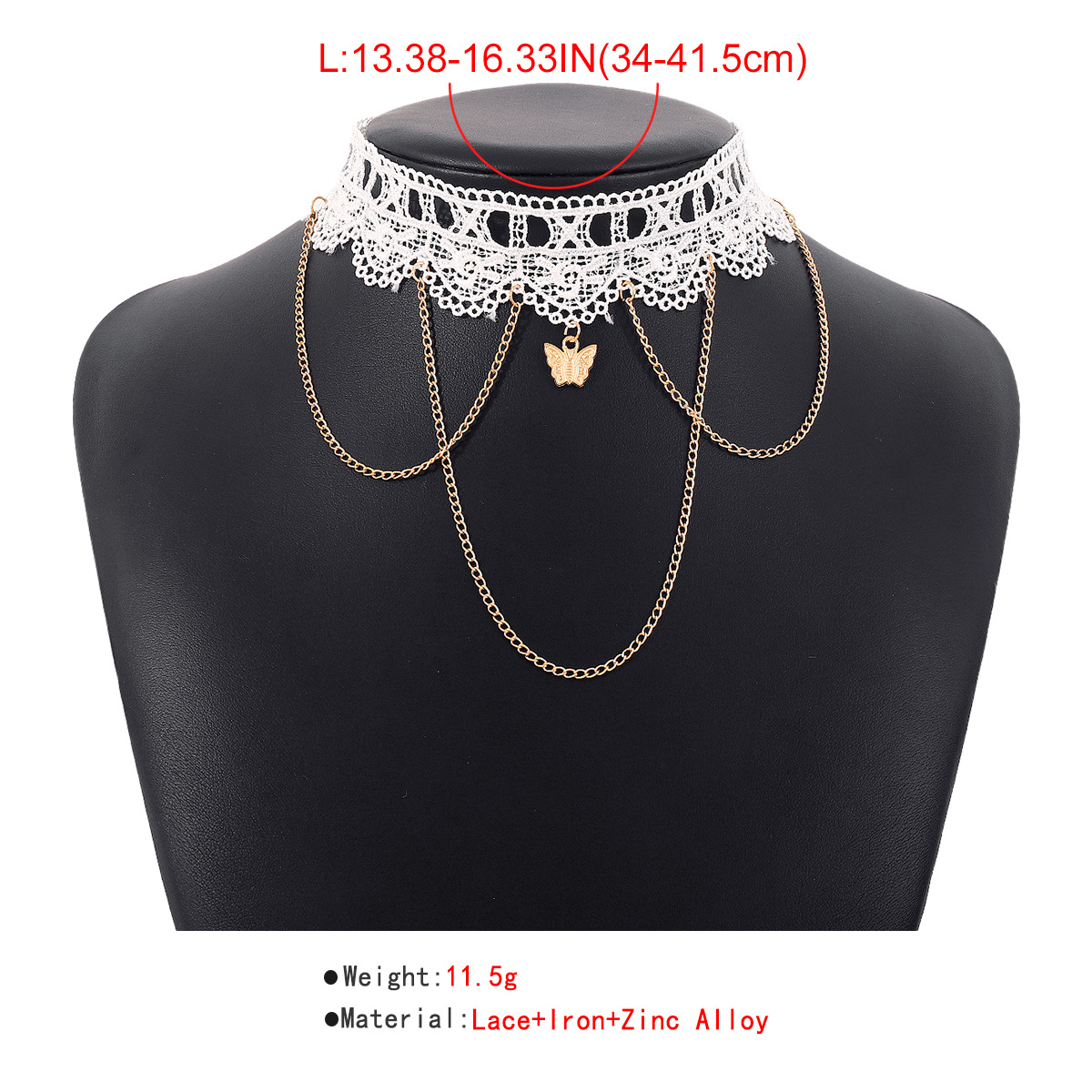 Fashion Butterfly Alloy Tassel Plating Lace Choker display picture 2