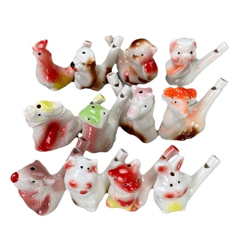 Ceramic handicrafts, white water bird, twelve zodiac whistles, animal models, creative children's toys, factory wholesale
