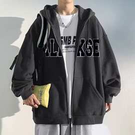 加绒保暖卫衣外套男士春秋冬季新款连帽拉链开衫衣服潮牌男生夹克