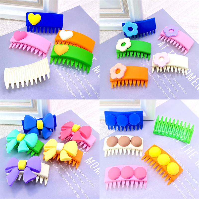 Cinco piezas de serie de colores ~ Internet celebridad cabello roto artefacto tocado de los niños lindo bebé niña color caramelo fleece peine del pelo