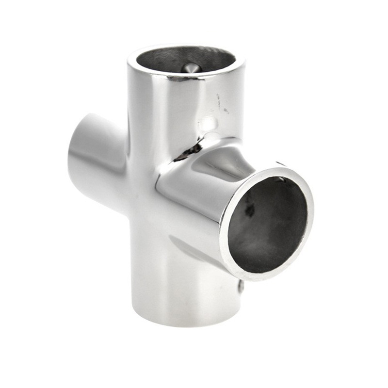 艾硕/ISURE316不锈钢镜面抛光十字四通22/25MM管件游艇船用不锈钢