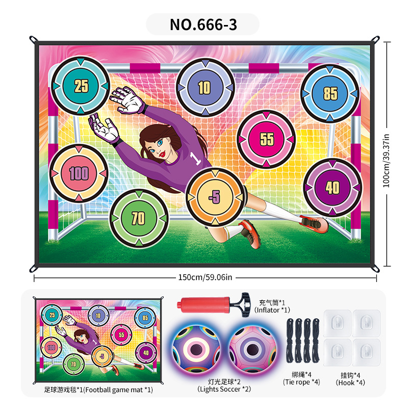 666 - 3c 1 metro * 150 almohadillas de fútbol de doble pelota con iluminación 0.63kg