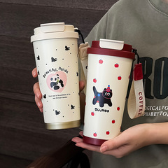 高颜値コーヒー保温カップの新製品2024ダブル飲料カップ女子大容量夏ストロー付きカップ