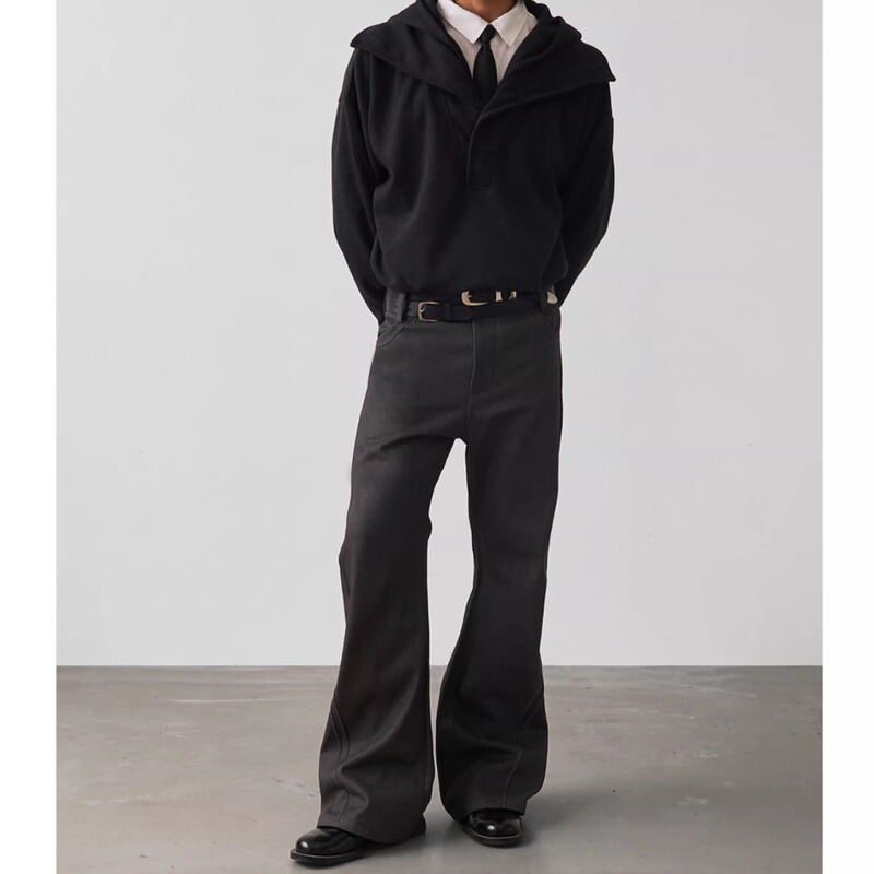 Slight Vogue "Flowing 3D Surrounding Quilted Gray Eucalyptus Raw Denim 13oz Straight-Leg Jeans for Men and Women" Slight Vogue "Flowing 3D Surrounding Quilted Gray Eucalyptus Raw Denim 13oz Straight-Leg Jeans for Men and Women"