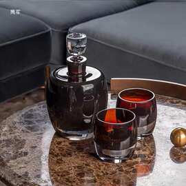 现代简约创意水晶玻璃酒具酒杯水壶套装桌面茶几餐桌酒店样板间