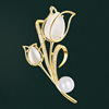 郁金香花朵胸针女防走光别针扣服装配饰金属复古胸花高档气质批发