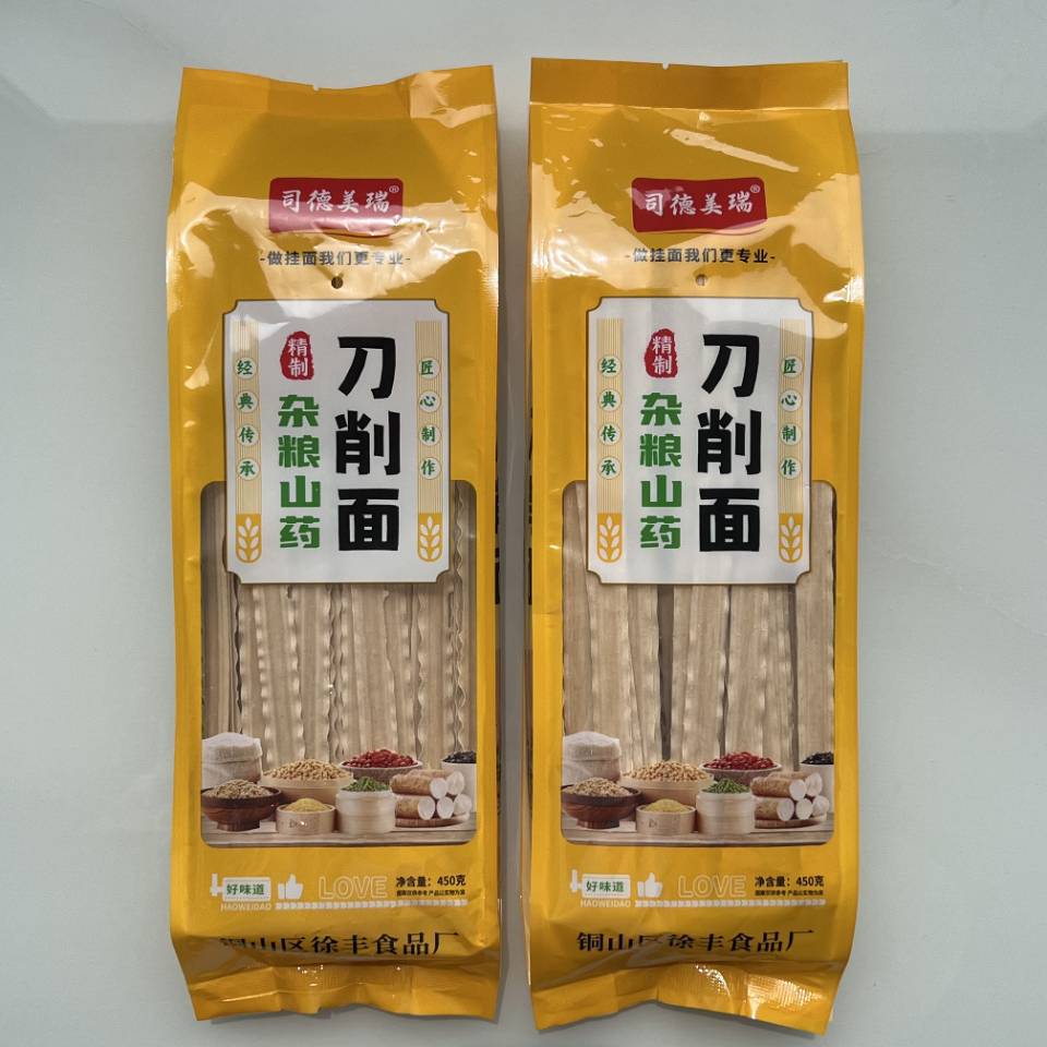 杂粮山药刀削面450g待煮面条油泼面宽面绿豆杂粮面非油炸礼品批发