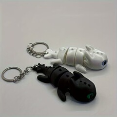 新しいクリエイティブ学生 3D プリントキーホルダーペンダント小動物装飾品歯のない少年ナイトホリデートレイングドラゴン