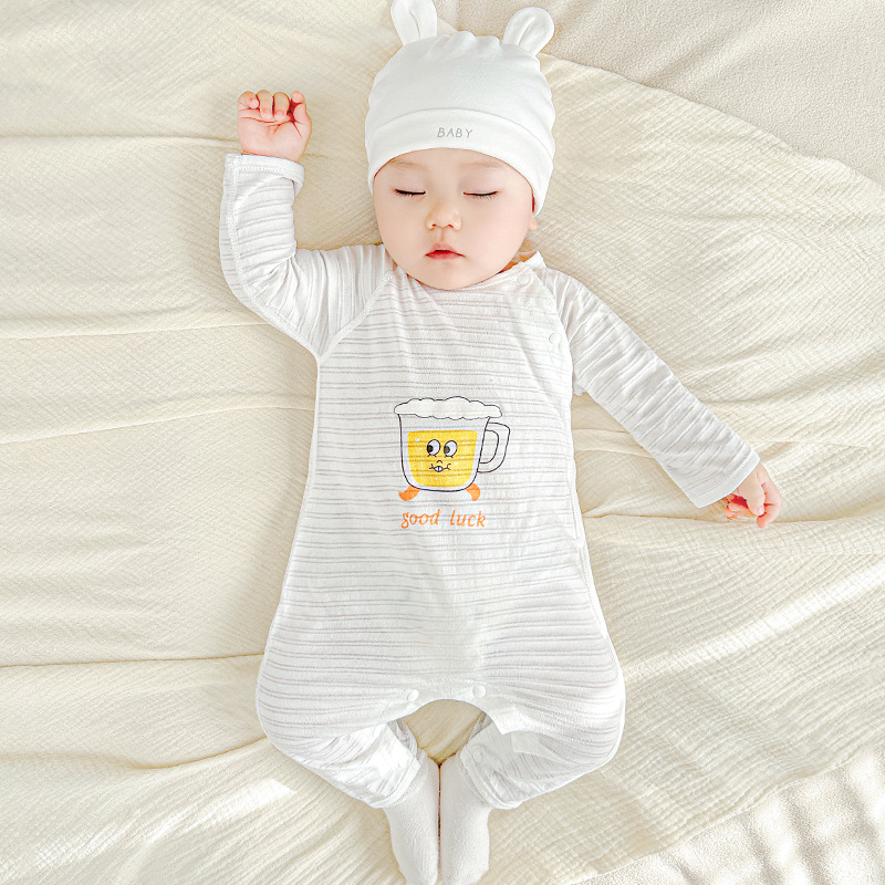 Bebé verano mono ropa de recién nacido algodón fino de manga larga aire acondicionado pijamas para hombres y mujeres ropa de verano para bebés