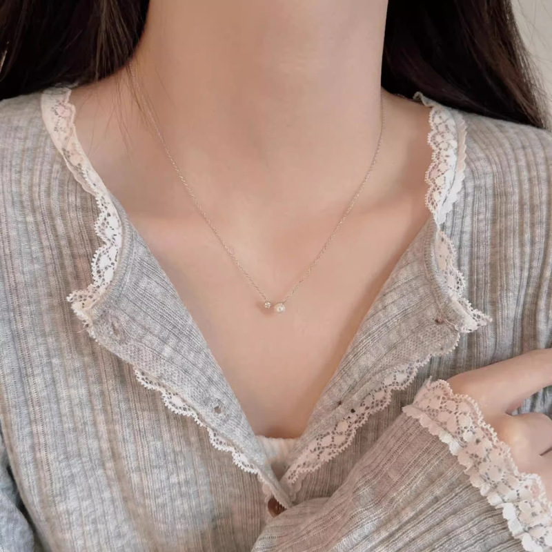 单钻珍珠项链女生配饰夏季轻奢小众气质简约设计锁骨链高级感颈链|undefined