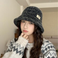 新款加厚秋冬季女毛绒可爱盆帽显脸小户外保暖时尚百搭水桶帽子