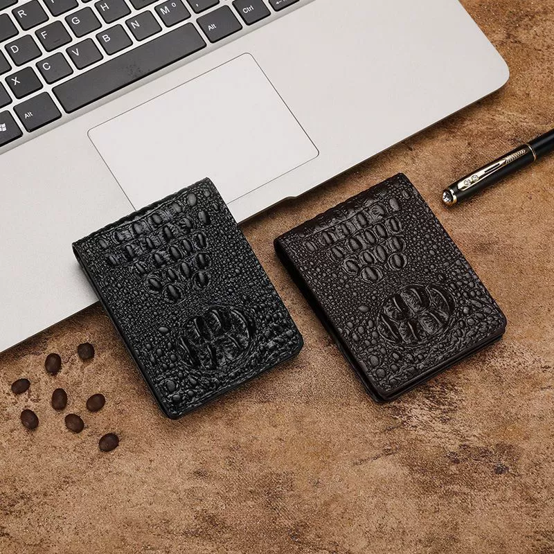 Men's case for driver's license, universal card holder, genuine leather, crocodile print