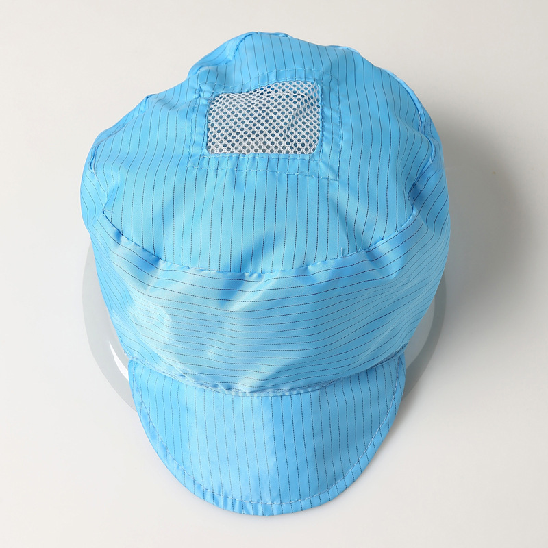 Dongguan factory direct anti-static small work hat dust-free workshop hat blue and white striped dust-free hat open skylight