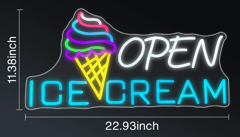 Светодиодная неоновая вывеска кастом лед-cream и милк-ти напитки, лёгкая, разные размеры, 10 Вт