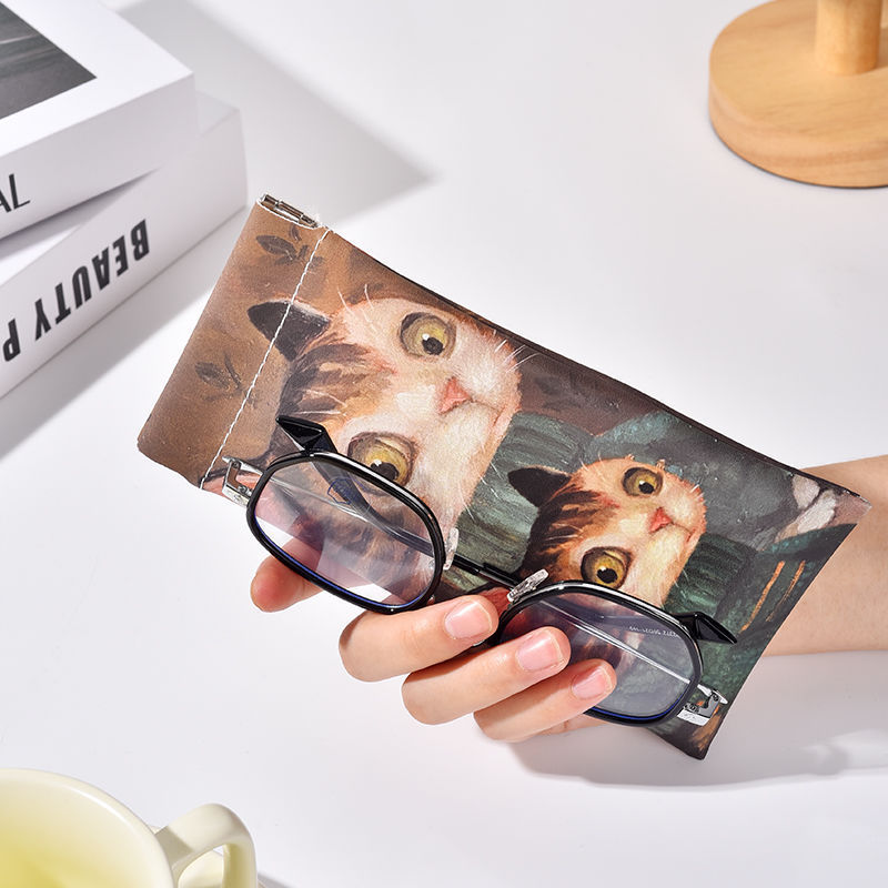 New Animal Gentleman Cat Pattern Glasses Bag Sunglasses Sunglasses Storage Bag High Color Value Magnetic Absorption Storage Bag