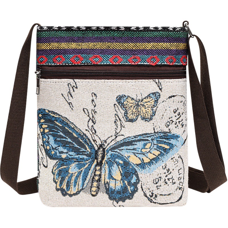 Small bag women's messenger bag canvas bag woven Chinese style cute all-match shoulder bag mobile phone bag Miao small shoulder bag