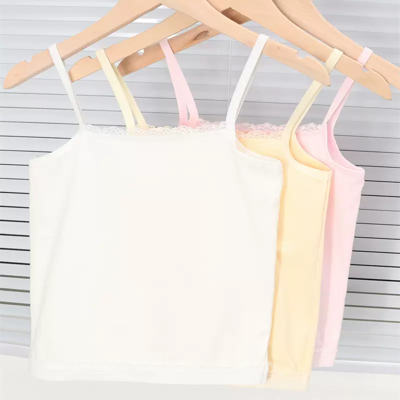 女孩吊带小背心纯棉韩版女童夏季内衣糖果色针织上衣打底内衣背心