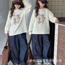 女童长袖T恤2025新款女大童秋季洋气童装儿童春秋上衣初秋打底衫